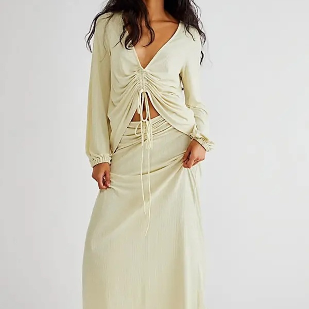 Free People Beach Addison Convertible Set Butter Yellow- Opal Silk